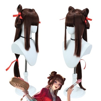 【Arena of Valor Radiance】Liangyue Wig - Shine On with 95cm Rich Dark Brown Long Locks, Crafted for a Flowing Cosplay Experience that Captivates Every Eye