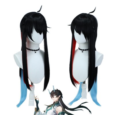 Collapse of the Starry Sky Danheng, the Moon-Drinking Sovereign Cosplay Wigs Black Highlight Blue Long Hair 95CM