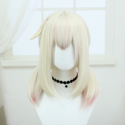 Genshin Impact Klee Cosplay Wigs Blonde Highlight Pink Short Hair 42CM