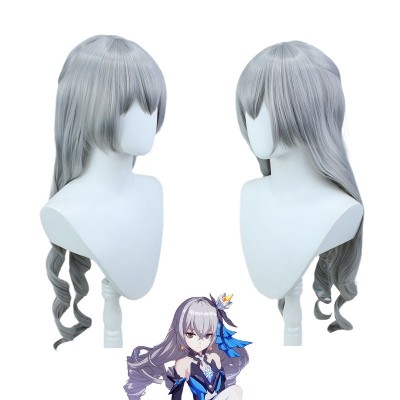 【Honkai Impact 3rd】Bronya Silver Long Curly Wig 90CM - Glistening Silver Waves, Graceful Curls, Effortlessly Capture Mech Maiden Essence, Embark on a Sci-Fi Cosplay Adventure