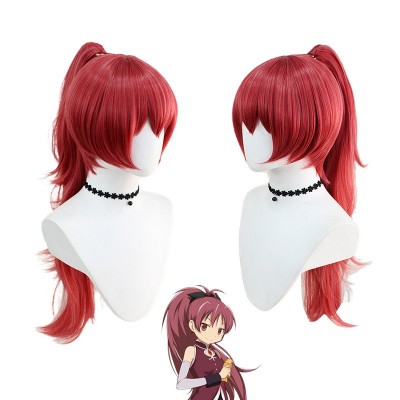 Puella Magi Madoka Magica Kyouko Sakura Cosplay Wigs Red Long Hair 75CM