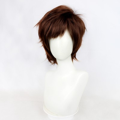 【Arena of Valor Guardian】Lan Cosplay Wig - Command Attention with 30cm Sleek Brown Short Hair, Featuring a Secure Cap for a Confident Cosplay Transformation