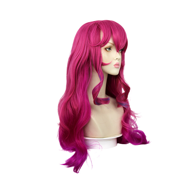 League of Legends Ahri Cosplay Wig Dark Pink Long Wig with Cap Anime Wigs 75CM