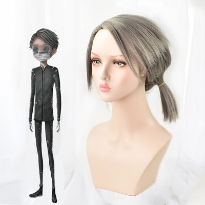 Identity V Embalmer Cosplay Wig Gray Short Wig with Cap Anime Wigs for Men 