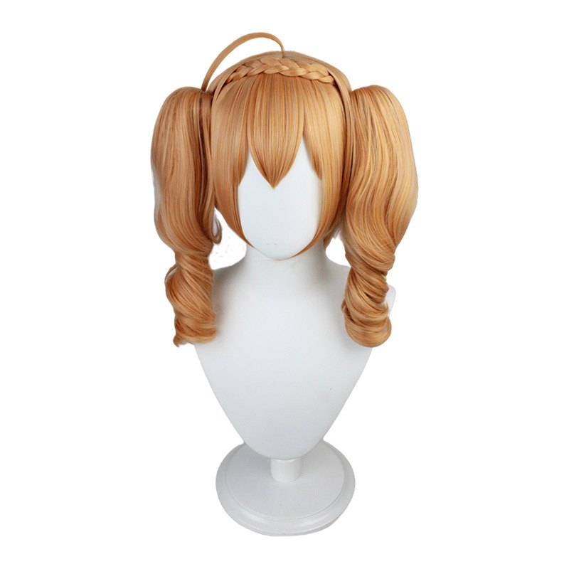 Arena of Valor Cai Wenji Star Bard Cosplay Wig Brown Curly Long Wig with Cap Anime Wigs 