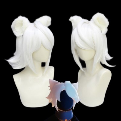 Sky Children of the Light Child of Light Cosplay Wig White Short Wig with Cap Anime Wigs for Male 30CM