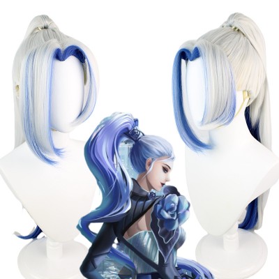 【Arena of Valor Legend】Lanling Wang & Mulan Wig - Embrace Heroism with 85cm Majestic White Long Hair, Ideal for Epic Cosplay Adventures at Any Costume Party