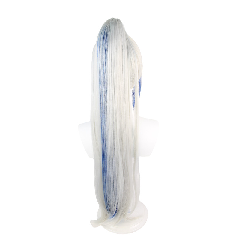 Arena of Valor Lanling Wang Hua Mulan Cosplay Wig White Long Wig with Cap Anime Wigs for Women and Children Costume Party 85CM