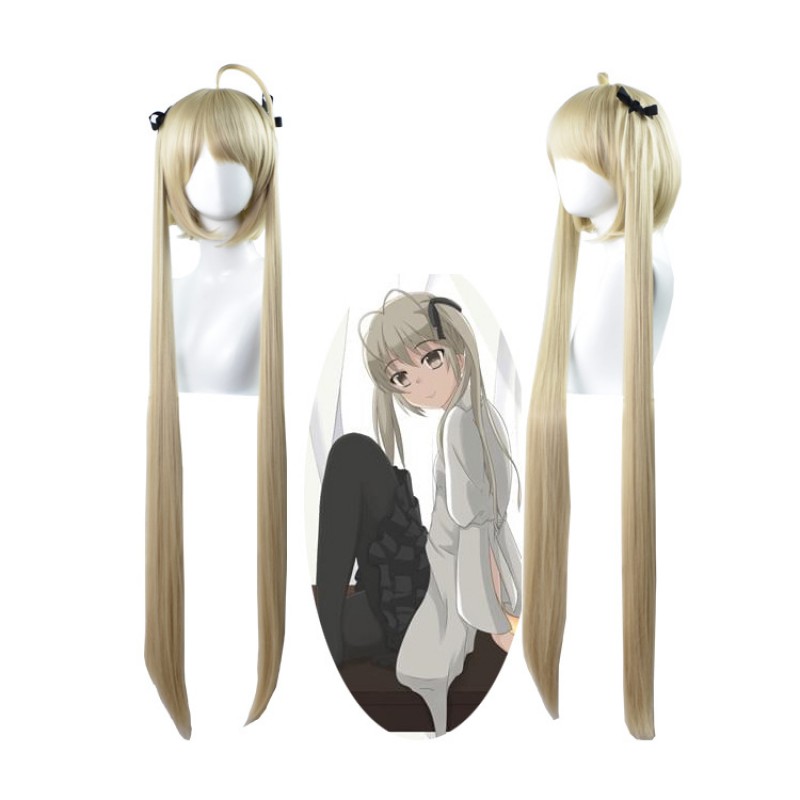 The Sky of Connection Sora Kasugano Cosplay Wig 68 cm Blonde Long Straight Hair Bang Wig with Cap Anime Wigs 68CM