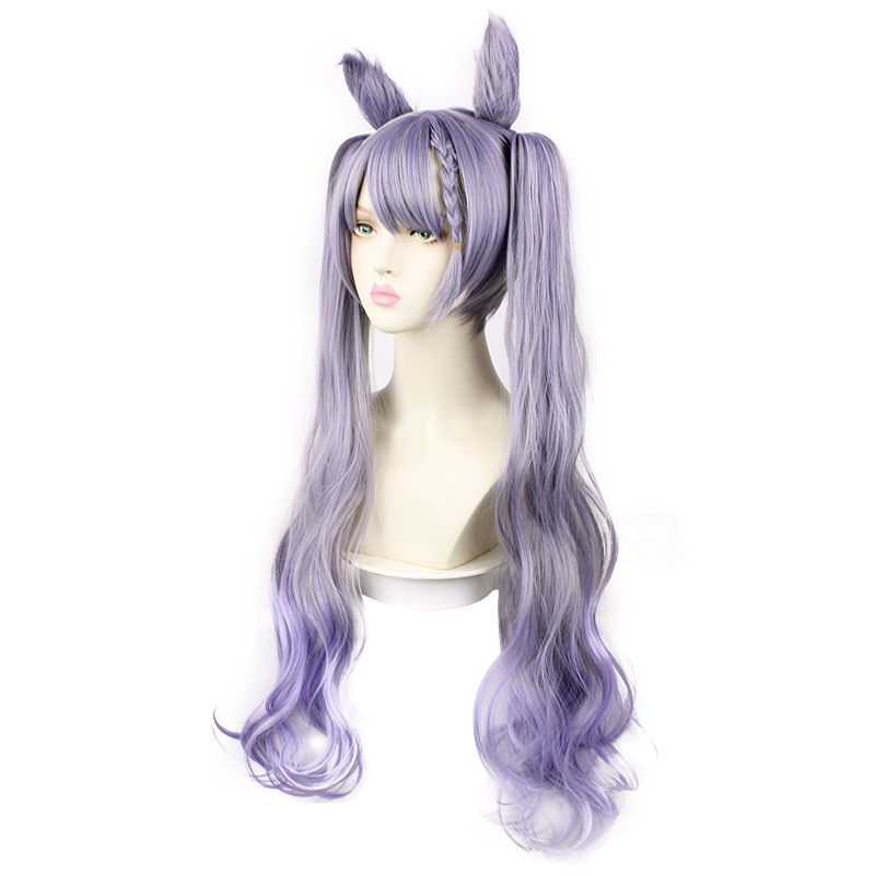 Genshin Impact Keqing Cosplay Wig Purple Long Wig with Cap Anime Wigs 80CM