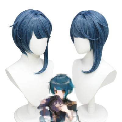 【Genshin Impact】Xingqiu Cosplay Wig - Sleek 30cm Black & Blue Tides w/Cap, Enchant Festive Revels, Unfurl Literary Charm, Steal Spotlight with Sophisticated Panache