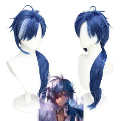 【Gallant Knight's Glory】Kaeya Genshin Impact Wig - Command Respect with 80CM Azure Waves, Regal Cap & Noble Presence