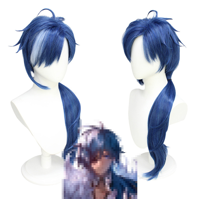 Genshin Impact |Kaeya Cosplay Wig Knights of Favonius Dark Blue Braided Wig with Gradient Highlights 80cm