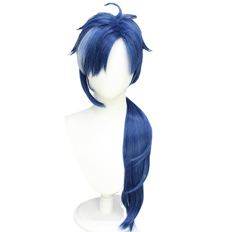 Genshin Impact Kaeya Knights of Favonius Cosplay Wig Blue Long Wig with Cap Anime Wigs 80CM