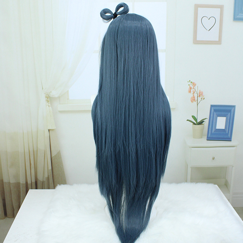Azur Lane Tendo Akane Cosplay Wig Blue Long Wig with Cap Anime Wigs for Women and Children Halloween  100CM