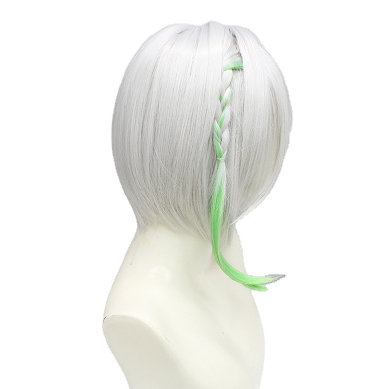 Genshin Impact Nadja Cosplay Wig White Short Wig with Cap Anime Wigs for Men 55CM