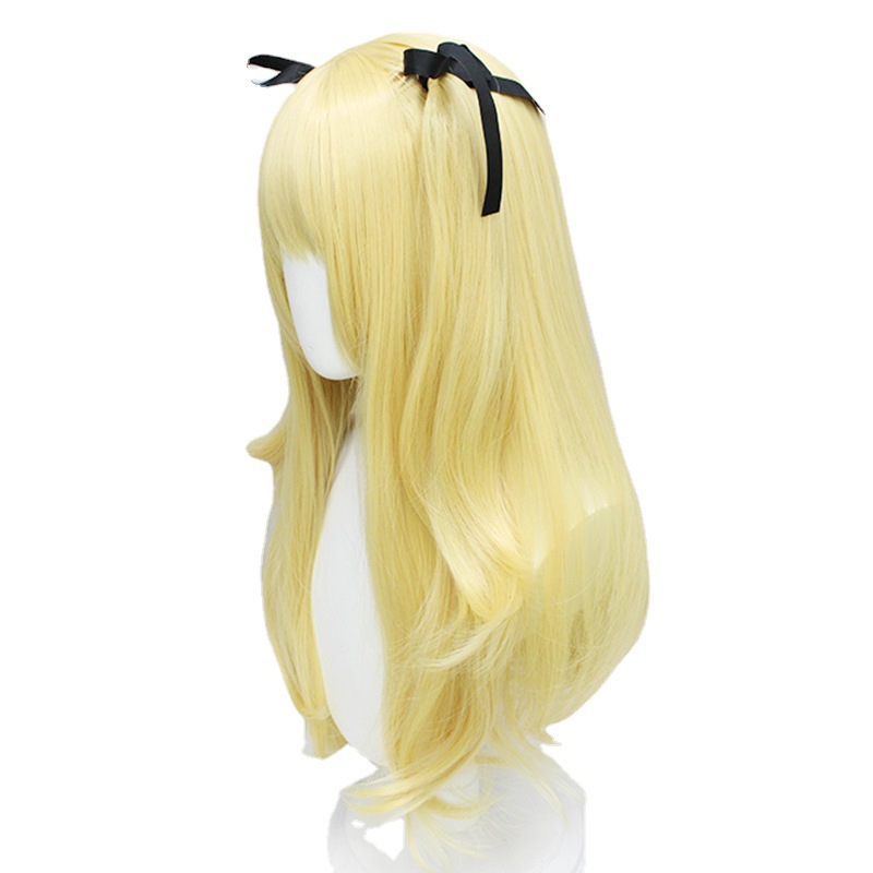 Genshin Impact Fischl Cosplay Wig Yellow Long Wig with Cap Anime Wigs for Women and Children Party 70CM