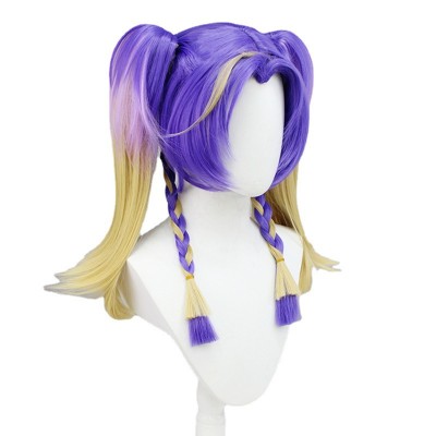 Arena of Valor Sun Shangxiang Cosplay Wig Blonde and Purple Short Wig with Cap Anime Wigs 45CM