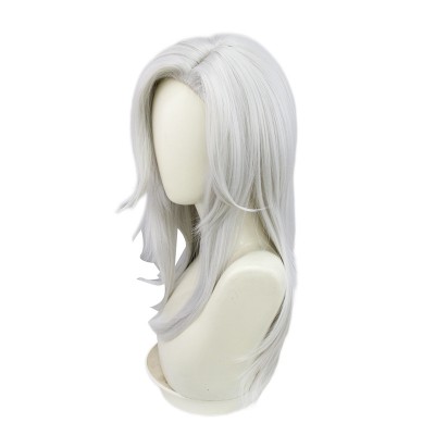 【Genshin Impact】Xingqiu Cosplay Wig - Mystic 60cm Silver Stream w/Cap, Illuminate Mature Gatherings, Exude Enigmatic Elegance, Captivate with Timeless Lunar Radiance