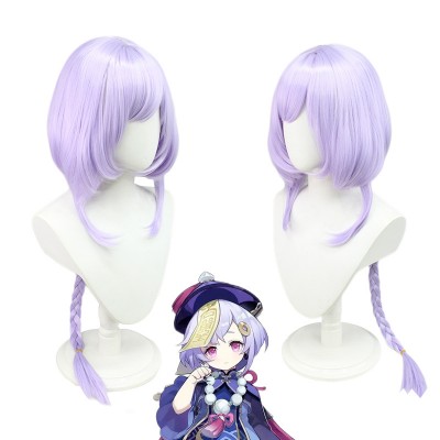 【Genshin Impact】Qiqi Cosplay Wig - Ethereal 95cm Lavender Locks w/Cap, Awaken Undying Charm, Heal Hearts with Every Gentle Gesture