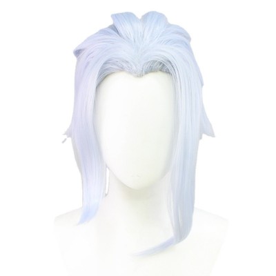 Genshin Impact Dr. Edmond Cosplay Wig Silver Short Wig with Cap Anime Wigs for Adults Halloween Christmas 50CM