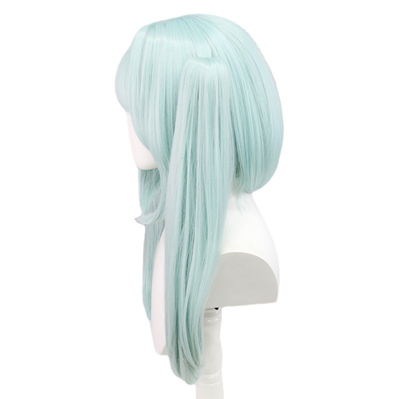 Genshin Impact Faru Cosplay Wig Light Green Wig with Cap Anime Wigs for Adults 50CM