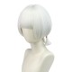 Genshin Impact Kamisato Ayat Raccoon in the Shadows Cosplay Wig White Short Wig with Cap Anime Wigs for Adults 30CM