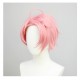 New World Celebration Est Cosplay Wig Pink Short Wig with Cap Anime Wigs for Men 30CM