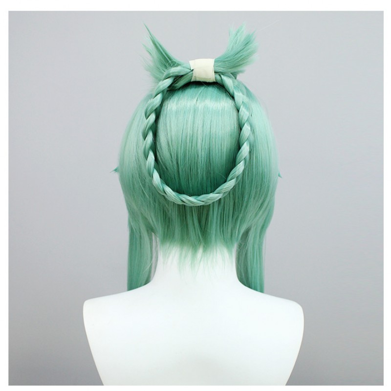 Genshin Impact Liuyun Jiefeng Zhenjun, Gechen Langshi Zhenjun, and Ping Laolao Cosplay Wig Light Green Short Wig with Cap Anime Wigs 45CM