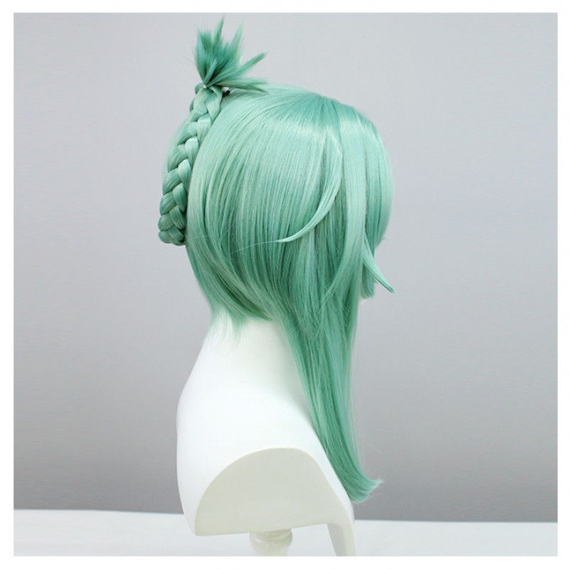 Genshin Impact Liuyun Jiefeng Zhenjun, Gechen Langshi Zhenjun, and Ping Laolao Cosplay Wig Light Green Short Wig with Cap Anime Wigs 45CM