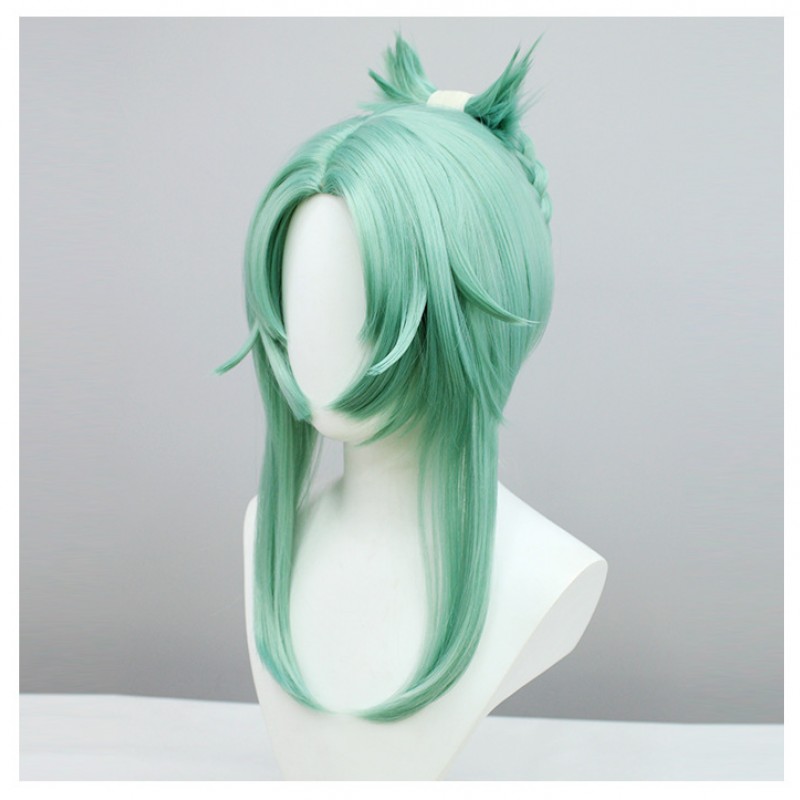 Genshin Impact Liuyun Jiefeng Zhenjun, Gechen Langshi Zhenjun, and Ping Laolao Cosplay Wig Light Green Short Wig with Cap Anime Wigs 45CM