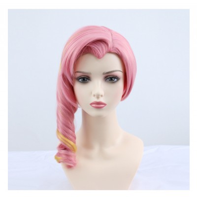 【Crimson Tempest】Childe Tartaglia Genshin Impact Wig - Unleash Fury with Bold Pink, Spirited 43CM Curls & Secure Cap