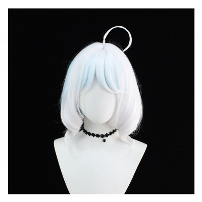 Genshin Impact Venti Fischl Cosplay Wig Silver Short Wig with Cap Anime Wigs for Adults 40CM