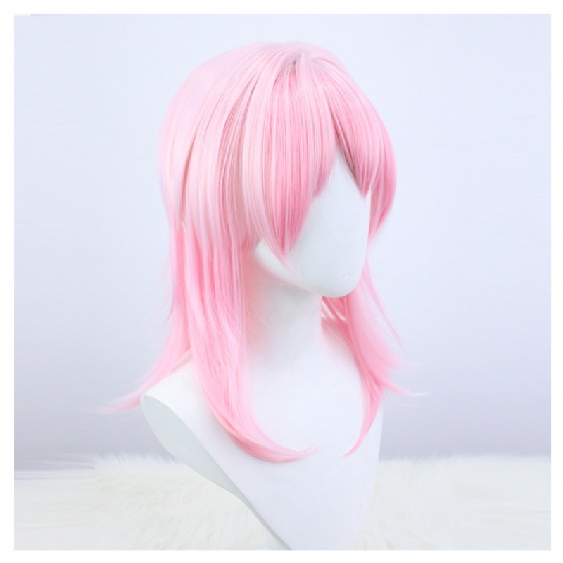 Honkai Impact 3rd March 7th Cosplay Wig Pink Short Wig with Cap Anime Wigs for Adults 52CM