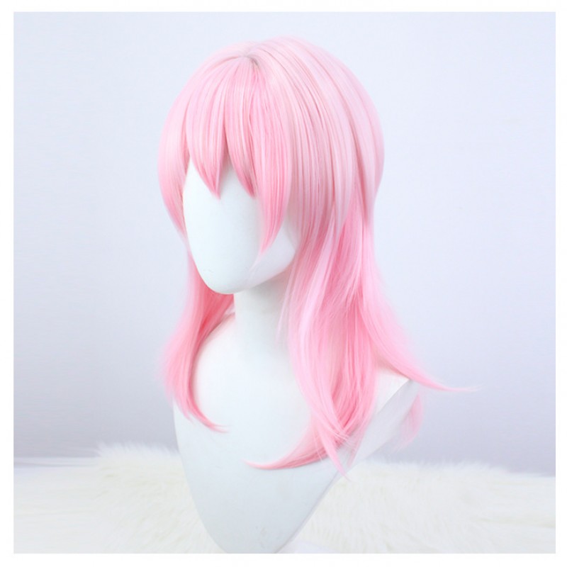 Honkai Impact 3rd March 7th Cosplay Wig Pink Short Wig with Cap Anime Wigs for Adults 52CM