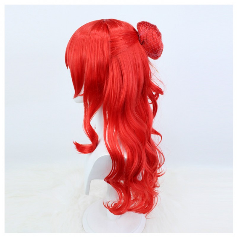 Honkai Impact 3rd Himeko Cosplay Wig Red Long Wig with Cap Anime Wigs With Curly 70CM