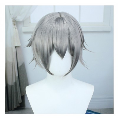 Honkai Impact 3rd Explorer Star Cosplay Wig Gray Short Wig with Cap Anime Wigs for Men 30CM