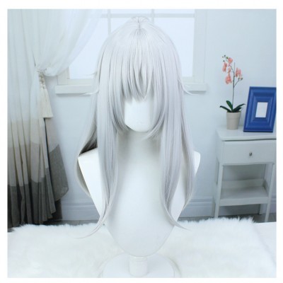 【Honkai Impact 3rd】Jingyuan White Long Wig w/Cap for Men 50CM - Pure White Serenity, Christmas Party Favorite, Comfort Wig Cap Included, Tailored for Male Cosplay, Enhance Festive Vibes