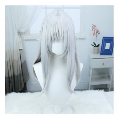 Honkai Impact 3rd Jingyuan Cosplay Wig White Long Wig with Cap Anime Wigs for Men Christmas Party 50CM