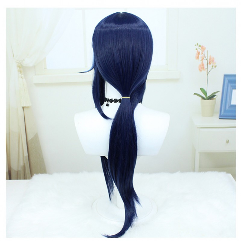 Genshin Impact Kokurou Cosplay Wig Dark Blue Long Wig with Cap Anime Wigs 80CM