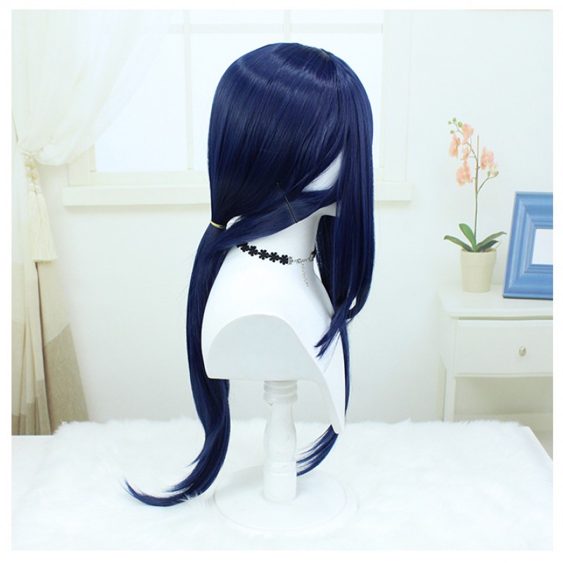 Genshin Impact Kokurou Cosplay Wig Dark Blue Long Wig with Cap Anime Wigs 80CM