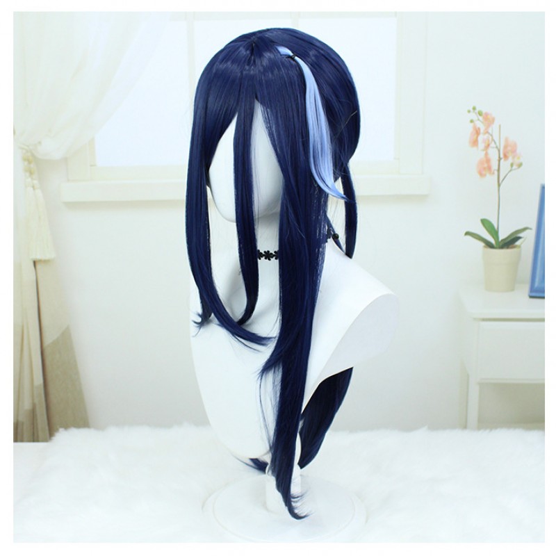 Genshin Impact Kokurou Cosplay Wig Dark Blue Long Wig with Cap Anime Wigs 80CM