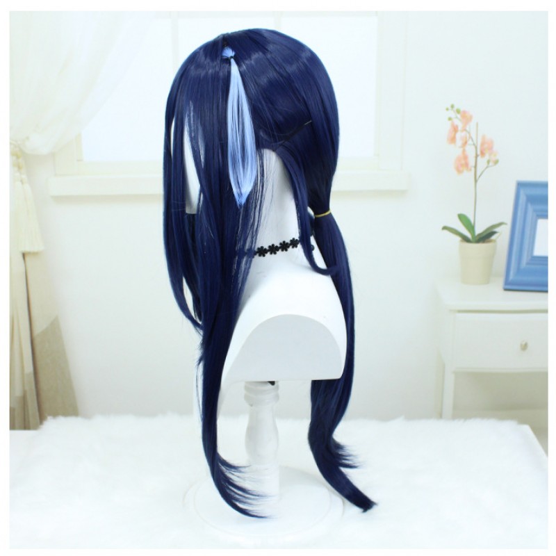 Genshin Impact Kokurou Cosplay Wig Dark Blue Long Wig with Cap Anime Wigs 80CM
