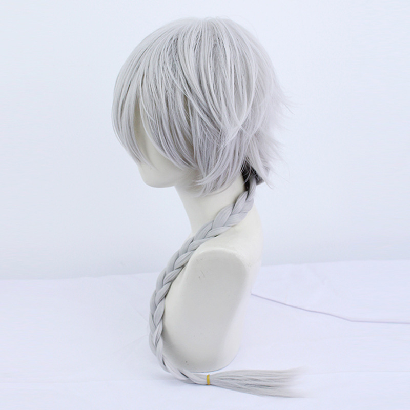 Literary Stray Dogs Nikolai Gogo Cosplay Wig Silver gray Long Wig with Cap Anime Wigs 85CM