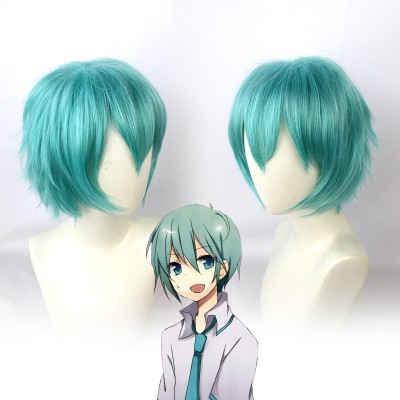 Hatsune Miku Cosplay Wig Aqua Blue Short Wig with Cap Anime Wigs for Men Fluffly 30CM