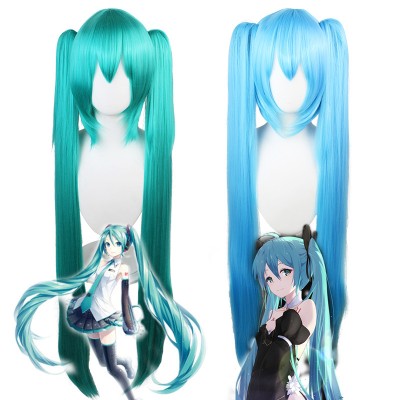 Hatsune Miku Cosplay Wig 110 cm Long Straight Hair Bang Wig with Cap Anime Wigs 110CM