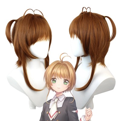 Cardcaptor Sakura Kinomoto Sakura Cosplay Wig Brown Short Wig with Cap Anime Wigs for Adults 35CM