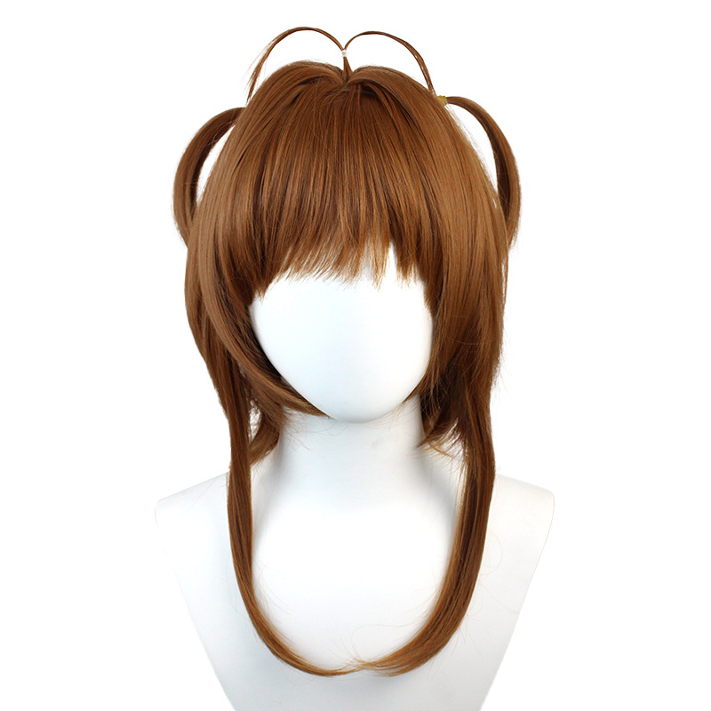 Cardcaptor Sakura Kinomoto Sakura Cosplay Wig Brown Short Wig with Cap Anime Wigs for Adults 35CM