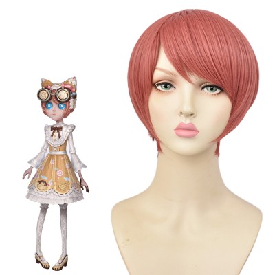 Identity V Mechanic Pink Short Wig - Comfort Cap Included, Bangs Design, 35cm Playful Pink, Precise Character Replication, Instant Tech Wizard Transformation, Immersive Anime Experience, Display Youthful Vibrance