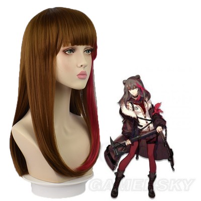 Arknights Rhodes Island Cosplay Wig Brown Highlight Red Long Wig with Cap Anime Wigs  70CM